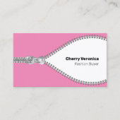 ピンクファッション業界ジッパー名刺 名刺 (正面)