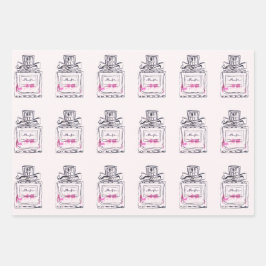 ピンクファッション香水ボトル水色かわいい ラッピングペーパーシート