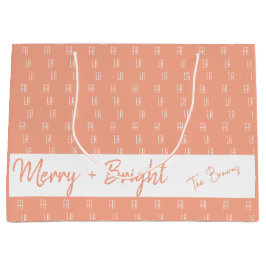 ピンクファララパーソナライズされたネーム抱き枕 ラージペーパーバッグ