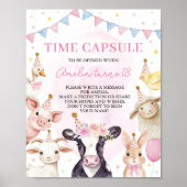 ピンクファルマイヤードバースデーパーティー時間カプセルのサイン ポスター (正面)