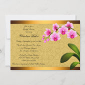 ピンクファレノプシス蘭の花のブライダルシャワー 招待状 (裏面)