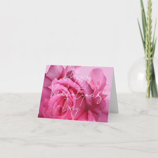 ピンクファンキーかわいらしローズHappy Valentine love art カード (正面)