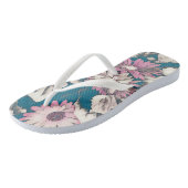 ピンクファンキーとティール（緑がかった色）はっきりしたのフローラ ビーチサンダル (アングル)
