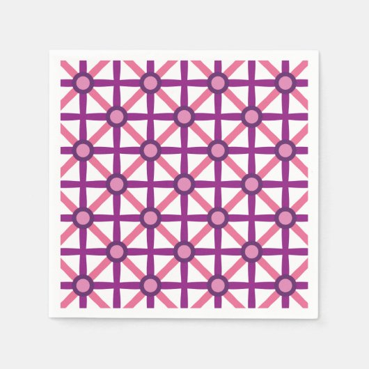 ピンクファンキーと紫のパターン スタンダードカクテルナプキン (正面)