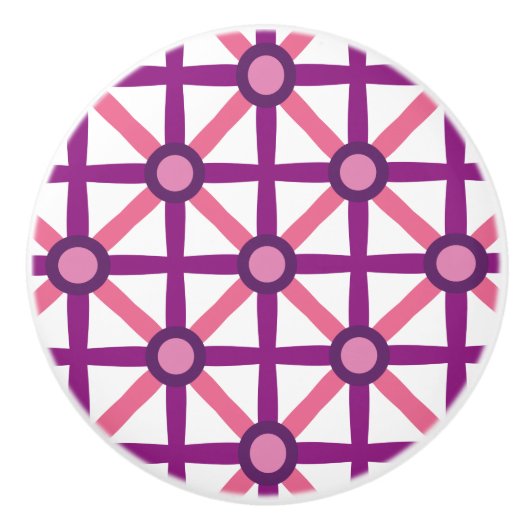 ピンクファンキーと紫のパターン セラミックノブ (正面)