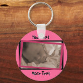 ピンクファンキーと黒のフレームキーチェーン キーホルダー (正面)