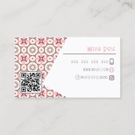 ピンクファンキーのパターンとQRコード 名刺 (裏面)