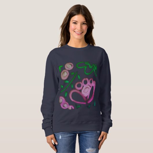 ピンクファンキーの花の抽象芸術アートへ衣服 スウェットシャツ (正面フル)
