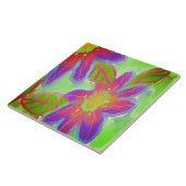 ピンクファンキーの花抽象芸術アート タイル (側面)