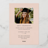 ピンクファンキーの金ゴールドモダン卒業発表 箔招待状 (裏面)