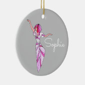 ピンクファンキーの髪のピンクのダンサー セラミックオーナメント (右)