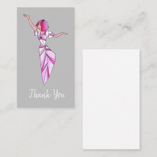 ピンクファンキーの髪のピンクのダンサー ノートカード (正面/裏面)