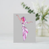 ピンクファンキーの髪のピンクのダンサー ポストカード (スタンド正面)