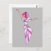 ピンクファンキーの髪のピンクのダンサー ポストカード (正面/裏面)