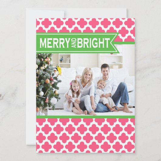 ピンクファンキーグリーンクローバーホリデーフラットカード シーズンカード (正面)