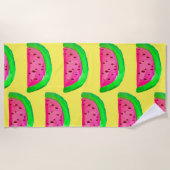 ピンクファンキースイカ美術ビーチスタイル ビーチタオル (正面)