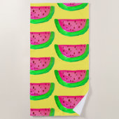 ピンクファンキースイカ美術ビーチスタイル ビーチタオル (正面)