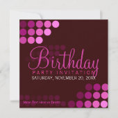 ピンクファンキーパーティー誕生日招待状 招待状 (正面)