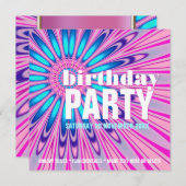 ピンクファンキーブルーグルービーバースデーパーティ招待状 招待状 (正面/裏面)