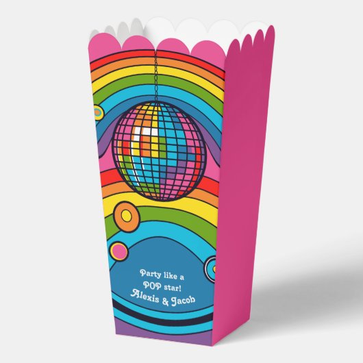 ピンクファンキーポップコーンレインボーディスコボール70のレトロ フェイバーボックス (正面)