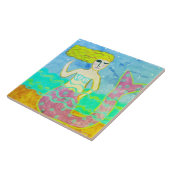 ピンクファンキーマーメイド抽象芸術アート タイル (側面)