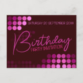 ピンクファンキーモダンパーティー誕生日 ポストカード (正面)