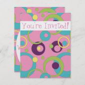 ピンクファンキー円招待状 招待状 (正面/裏面)