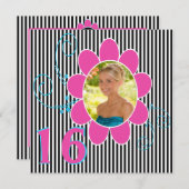 ピンクファンキー、ブルー、ブラック、ホワイトストライプ甘味16位 招待状 (正面/裏面)