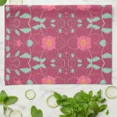 ピンクファンシーとオレンジのハンドタオル キッチンタオル (折り畳み)