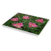 「ピンクファンシーと白の縁付きチューリップ/グラスのフリル カッティングボード (角)