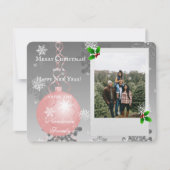 ピンクファンシーのクリスマスオーナメントホリデーフォトカード シーズンカード (正面)