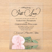 ピンクファンシーのバラが好きエレガントで何も結婚! アクリル招待状 (正面)