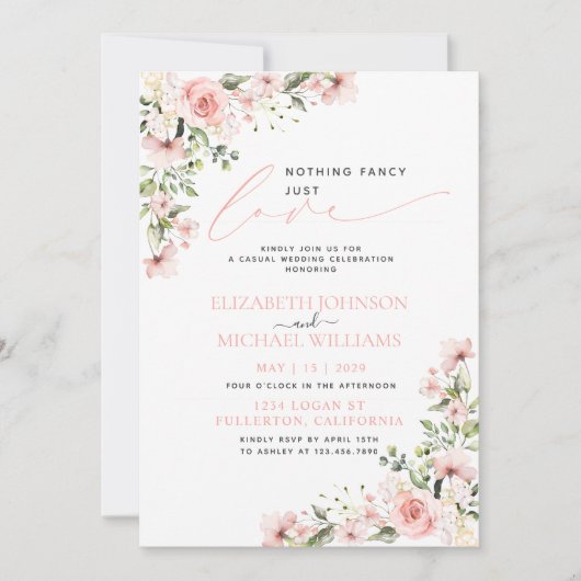 ピンクファンシーのフローラ写真が好き結婚だ 招待状 (正面)