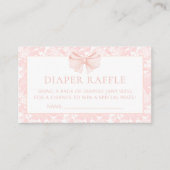 ピンクファンシーの弓のベビーガールシャワーおむつシャワーおむつ エンクロージャーカード (正面)