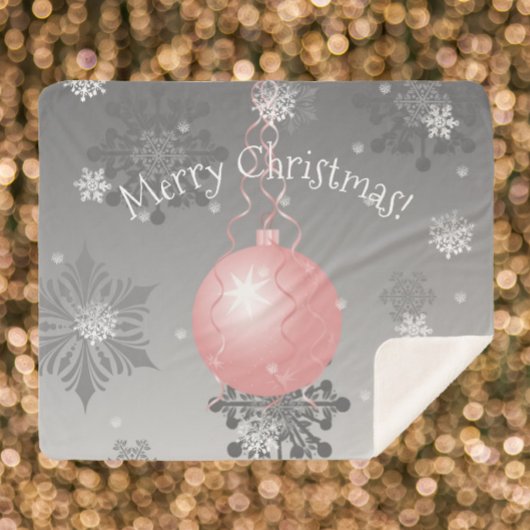 ピンクファンシークリスマスオーナメントシェルパブランケット シェルパブランケット