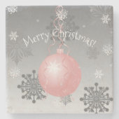 ピンクファンシークリスマスオーナメントストーンコースター ストーンコースター (正面)