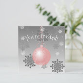 ピンクファンシークリスマスオーナメント招待状 招待状 (スタンド正面)