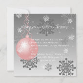 ピンクファンシークリスマスオーナメント招待状 招待状 (裏面)