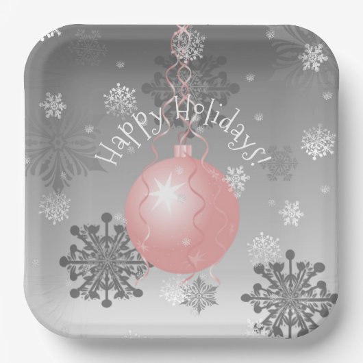 ピンクファンシークリスマスオーナメント紙プレート ペーパープレート (正面)