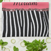 ピンクファンシーグリッターガーリーヒョウ印刷エレガント キッチンタオル (折り畳み)