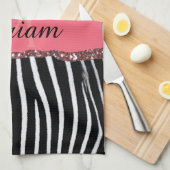 ピンクファンシーグリッターガーリーヒョウ印刷エレガント キッチンタオル (四つ折り)