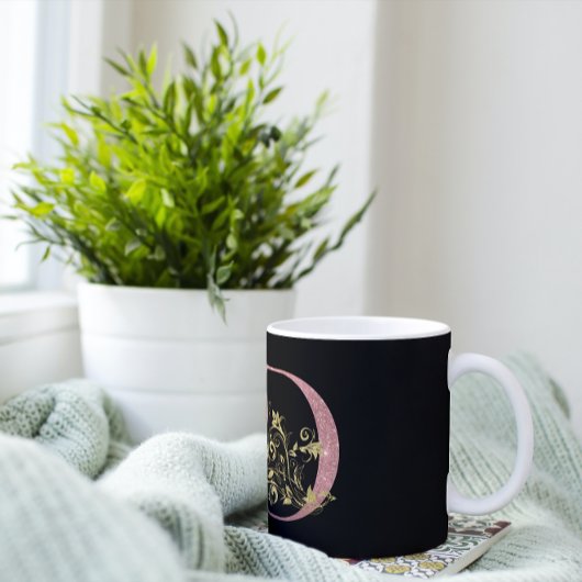 ピンクファンシーグリッター文字D コーヒーマグカップ