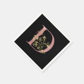 ピンクファンシーグリッター文字D スタンダードカクテルナプキン (角)