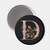 ピンクファンシーグリッター文字D マグネット (正面/裏面)