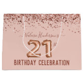 ピンクファンシーグリッター21歳抱き枕 ラージペーパーバッグ (正面)