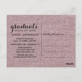 ピンクファンシーグリッター3フォト卒業招待状 ポストカード (裏面)
