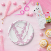 ピンクファンシーパール紙プレート ペーパープレート (パーティー)