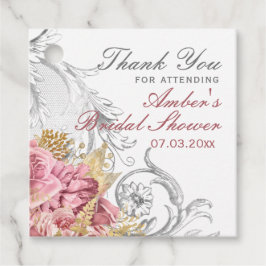 ピンクファンシーフローラブライダルシャワー フェイバータグ