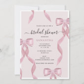 ピンクファンシーボウテーマガーリーブライダルシャワー 招待状 (正面)
