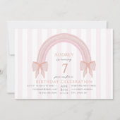 ピンクファンシーレインボーボーガールズバースデーパーティー 招待状 (正面)